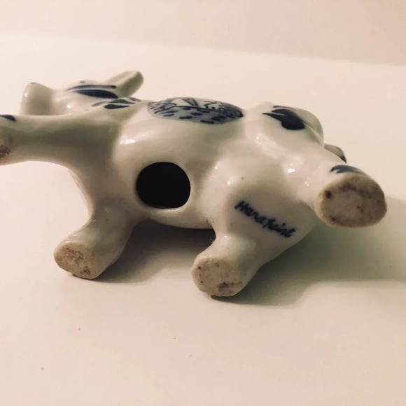 Vintage Hand Painted Delfts Blue  Cow Figurine Windmill 3.5 Inch Long - Picture 8 of 12